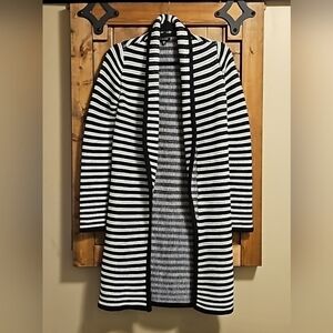 Dynamite Black White Striped Knit Open Cardigan Size XXS